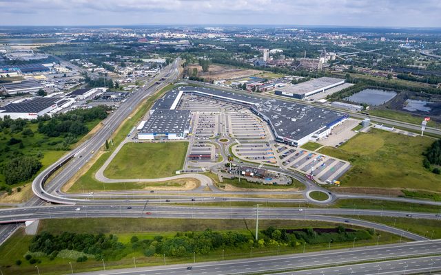 Mall, aerial view, retail center